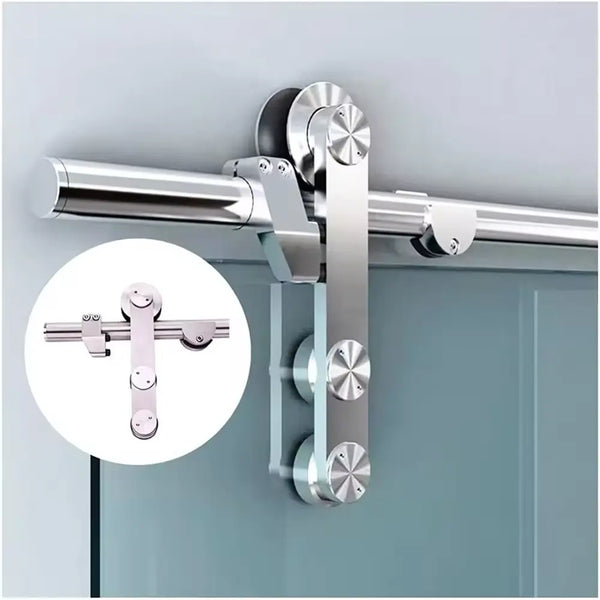 Bathroom Fittings Kit Hanging Barn Door Roller System Sliding Shower Door Hardware Track Rail Kit for Wooden