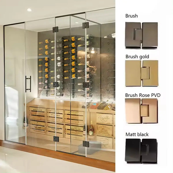 Modern 90 Degree Wall-to-Glass Shower Hinge Stainless Steel Frameless Door Hinges Bathroom Use Zinc Alloy Designed Apartments