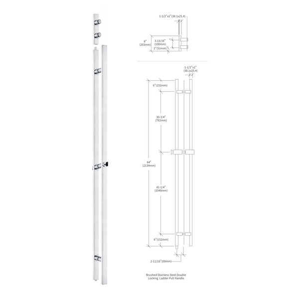 84'' Double Locking Ladder Squrar Pulls ART.No.LBK3SS